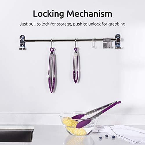 U-Taste Kitchen Tongs for Cooking, 600ºF Heat-Resistant Tps, 3Pcs/Purple - Image 5