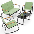 Ahomly 4-Piece Textilene Outdoor Patio Furniture Set Rocking Bistro, Green by Ahomly
