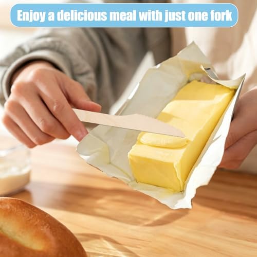 Disposable Wooden Knives, 150Pcs 6.5" Wooden Cutlery Knive Disposable Knives Compostable Utensils for Party, Camping, Traveling, Family Dinners, 3 Boxes of 50Pcs - Image 3