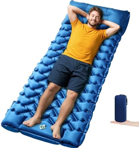 Sleeping Pad, Compact Sleeping Pad for Camping with Pillow Built-in Foot Pump, Inflatable Sleeping Mat for Travel Backpacking Hiking Sleeping Bag Tent, Outdoor Adventure Camp Gear by Oramoose