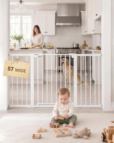 Sekey Baby Gate for Stairs, 30-57" Extra Wide No Drilling Dog Gate by Sekey