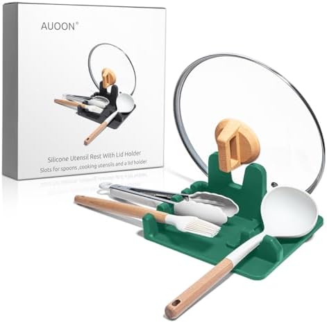 AUOON Silicone Utensil Rest with Lid Holder, Large, Sea Blue by AUOON