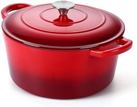 P&P CHEF 6QT Enameled Dutch Oven, Dutch Oven Pot for Bread Baking, Red by PPCHEF