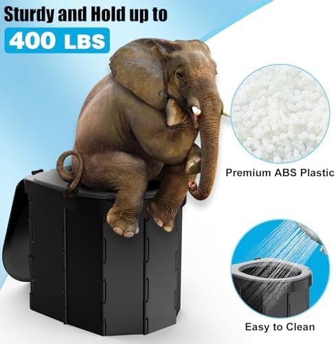 PAHTTO Portable Camping Toilet, Foldable Toilet for Adults with Detachable Phone Shelf and Toilet Paper Holder, Waterproof Porta Potty with Lid for Camping, Hiking, RV Travel, Road Trips - Image 4
