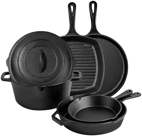 Cast Iron Set 6 Piece, PFAS-Free, Pre-Seasoned Pots and Pans Set by Unknown