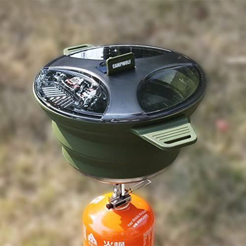2.5L Collapsible Camping Cook Pot,Portable Cookware for Outdoor Hiking (Dark Green) - Image 6