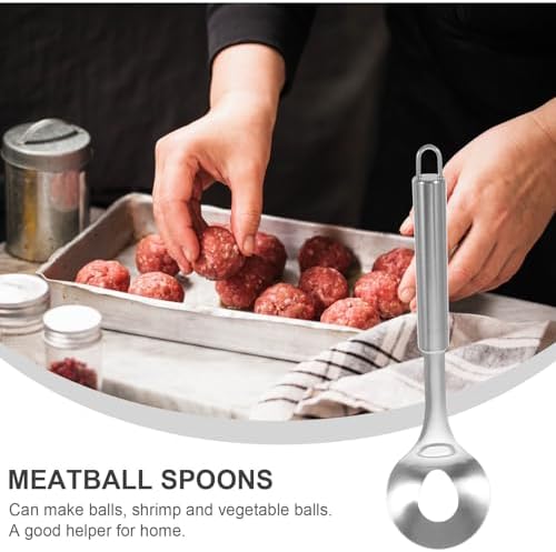 TOYANDONA 2pcs Stainless Steel Meatball Spoon - Long Handle Meatball Maker Spoon with Hanging Hole - Cooking Utensils for Kitchen Gadgets Supplies Accessories - Image 4