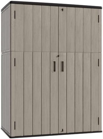 KINYING Outdoor Storage Shed,57 Cu.ft Vertical Outdoor Storage Cabinet Waterproof, Outdoor Resin Tool Shed for Patio Furniture, Garden Tools, Pool Accessories, Lawn Mower(Coffee Color) by KINYING