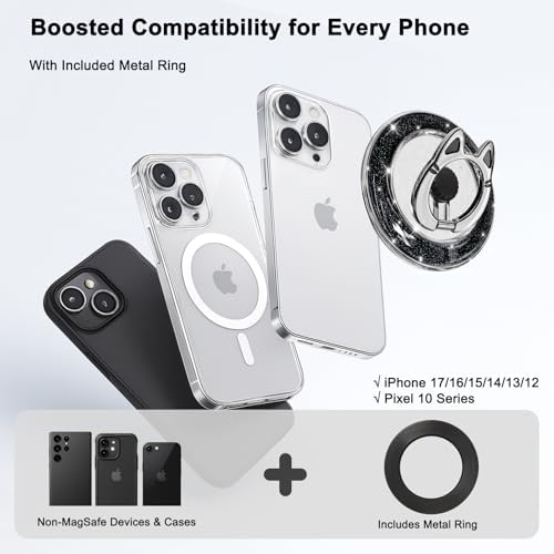 Magnetic Phone Ring Holder for MagSafe, All Black - Image 2