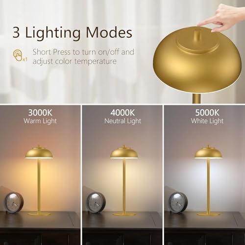 Cordless Table Lamps, Rechargeable LED Touch Lamp, Gold, 2 Pack - Image 4