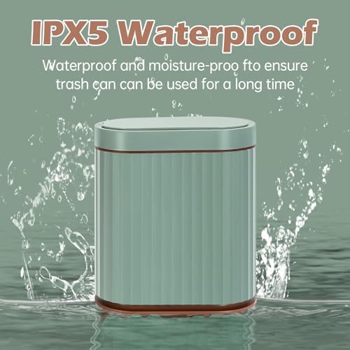 ELPHECO Bathroom Trash Can with Automatic Lid, 2 Gallon, Sage Green Gold - Image 4