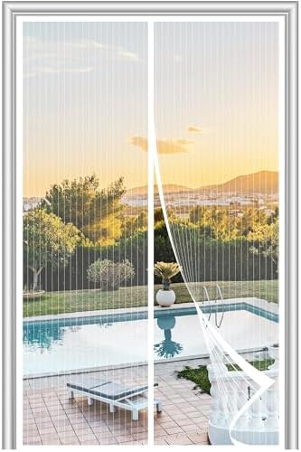 METAONLY Magnetic Screen Door Mesh, Works for Patio, Sliding Door, Keeps Bug Mosquito Out, Fresh Air Flow, Fits 72" x 80" Door - Curtain Size 74" x 82", White by Giveyouthebestexperience