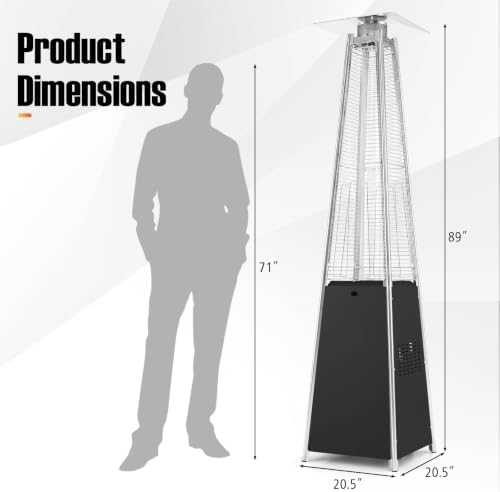 Tangkula 45000 BTU Pyramid Patio Heater with Wheels & Zippered Cover - Image 5