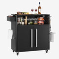 Heavy-Duty 2-Tier Outdoor Kitchen Island with Locking Wheels – 883 sq.in. Prep Space, 304 Stainless Steel Top, Magnetic Double-Door BBQ Cabinet for Grilling Table & Patio Cooking Station by Unknown
