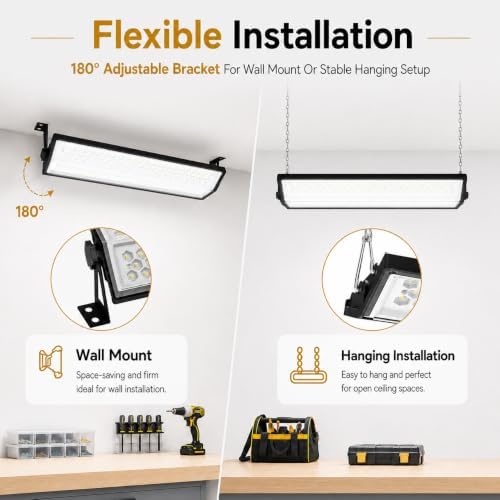 LED Shop Lights, 125W 17500LM Double-Sided Linkable Garage Lighting 4 Pack - Image 4