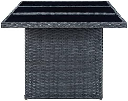 Garden Table Outdoor Tables Patio Dining Exterior Furniture, Mesa for Deck, Balcony, Backyard - Modern Dark Grey and Black - Image 4