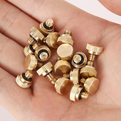 Brass Misting Nozzle Plug 12pc Heavy Duty 10/24 Screw Thread Misting Nozzle Plug for Raised Garden Bed Backyard Outdoor Cooling System - Image 4