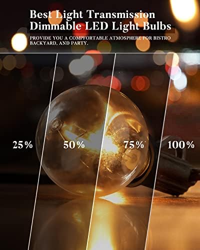 Lightdot 50FT Outdoor String Lights, LED Bistro String Lights with Shatterproof G40 Vintage Bulbs, 2200K Dimmable, Waterproof Hanging Lights for Porch, Deck, Garden, Backyard, Balcony - ETL Listed - Image 5