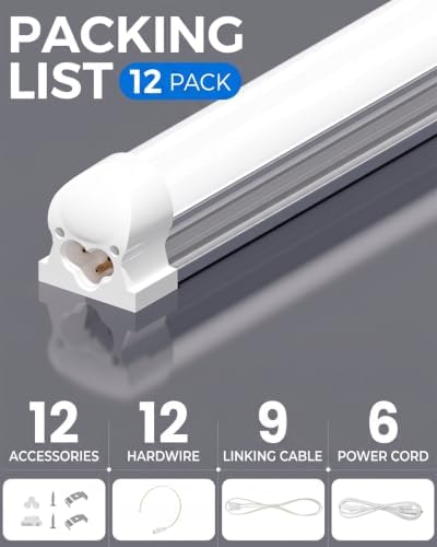 T8 LED Shop Light 4FT, 12-Pack, 5000K Daylight, Frosted - Image 5