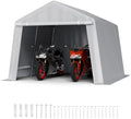 VEVOR Outdoor Storage Shed, 10 x 10 ft Portable Storage Tent with Roll-up Door & Vents, Waterproof Canopy Shed Shelter, Heavy Duty Frame, Patio Garage Carport for Motorcycle, Lawn Mower, Bike, Grey by VEVOR