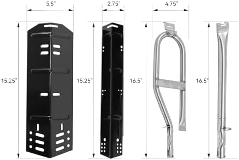 Grill Parts for Dyna-Glo 5 Burner DGH474CRP DGH483CRP DGH485CRP, DGH474CRN-D, DGH474CRN,4 Burner DGH450CRP,3 Burner DGH373CRP, Porcelain Heat Plate Stainless Steel Burner for Revoace GBC1793W - Image 3