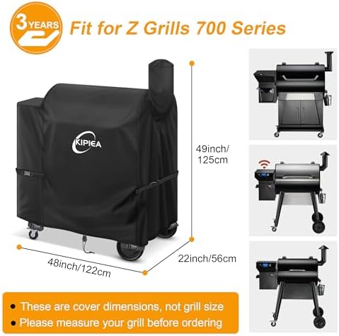 Kipiea 600D Pellet Grill Cover for Z Grills 700 Series & 10502B, Heavy Duty Waterproof BBQ Smoker Cover for All-Weather Outdoor Storage Protection, Windproof, UV Resistant, Tear & Fade Resistant - Image 2