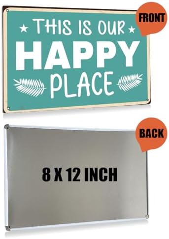 BEASTZHENG Porch Sign Farmhouse Porch Decor Welcome Tin Signs Outdoor Wall Art For Patio Camper Hot Tub 8x12 Inches - This is Our Happy Place - Image 2