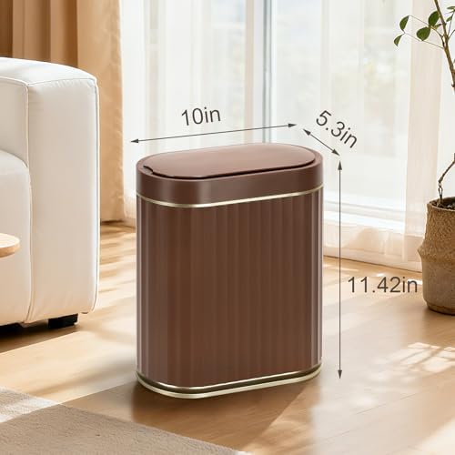 ELPHECO Bathroom Trash Can with Lid, 2 Gallon, Automatic Lid, Brown Gold - Image 2