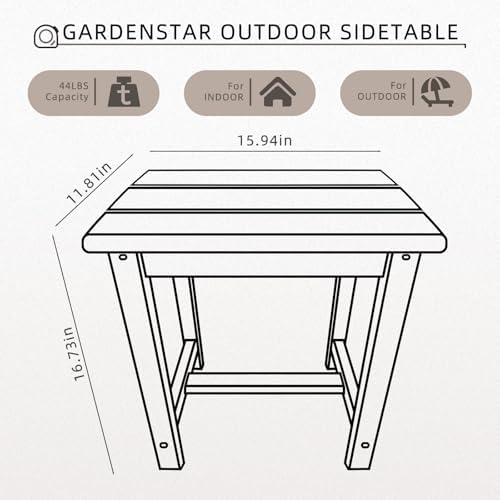 GARDENSTAR Adirondack Square Side Table,one-Tier Outdoor end Table, Patio Side Table for Pool,Porch,Backyard,Relaxing Companion (Teak) - Image 3