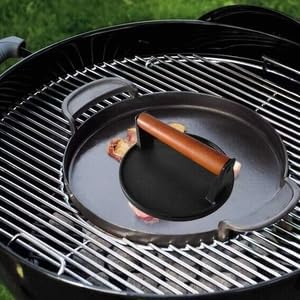 Firsgrill Cast Iron Grill Presses with Wood Handle (Round w Flat Bottom) - Image 3