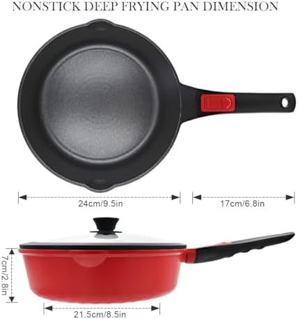 10 Inch Deep Frying Pan Skillet with Lid, 4 QT Nonstick Saute Pan - Image 7