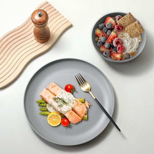 24pcs Matte Black Dinnerware Set, Plates Bowls & Cups, Unbreakable Dishes for 8, Reusable BPA‑Free Tableware, Dishwasher Safe for Kitchen Party Picnic Camping, Bonus Cutlery Set Included - Image 5
