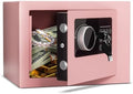 Digital Electronic Money Safe, Steel Security Lock Box with Keypad, Office Hotel Business Jewelry Gun Cash Safe, 0.23 Cubic Feet, 9.06" W x 6.69" D x 6.69" H（pink） by CDC+DIGI