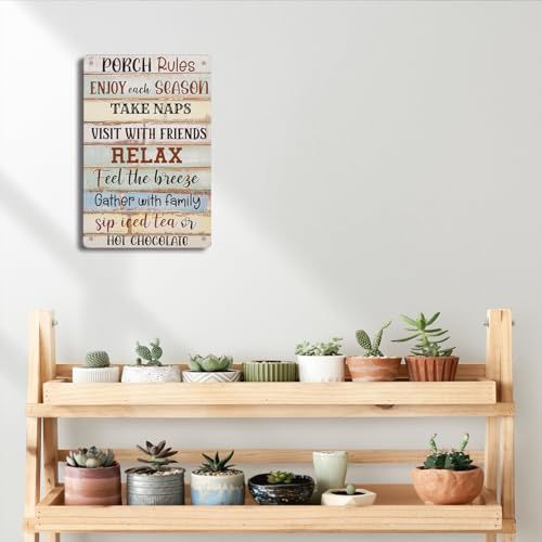 BEASTZHENG Porch Rules Sign Outdoor Tin Plaque Porch Signs Wall Art Porch Rule Wall Decor Relax Rustic Vintage Tin Iron Hanging Wall Art Gift for Farmhouse Porch Patio Garden Door Decoration - Image 6