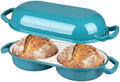 VORRINGARD Enameled Cast Iron Double Dutch Oven with Lid, Dual Round Loaf Pan, Bread pan for Homemade Sourdough Bread Baking, Bluegreen by Unknown