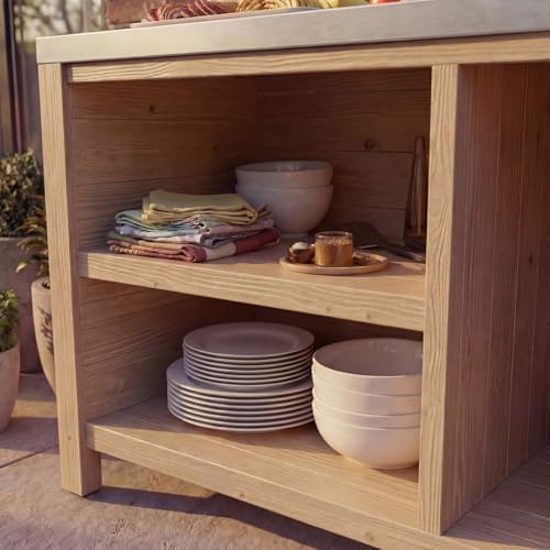 MOUMON Patio Kitchen Cabinet with Tank Storage & Stainless Steel Countertop - Image 7