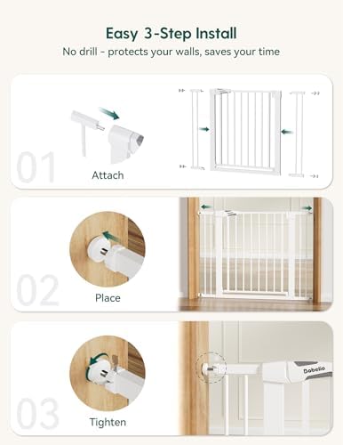 Babelio 29-43" Baby Gate for Stairs, PressGuard P7 Pet Gate, White - Image 5