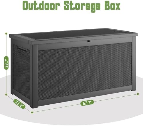 Outdoor Storage Waterproof Deck Box for Patio (300 Gallon, Black) - Image 2