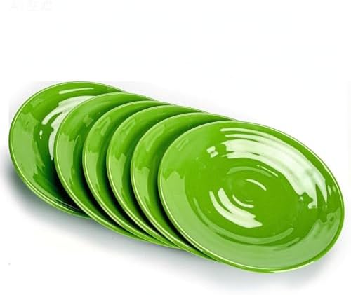 11-Inch Melamine Plates (Set of 6) - Unbreakable and Reusable Plastic Dinnerware with Ceramic Feel, Stackable and Dishwasher-Safe - Versatile for All Meals (Green) by MIYOPESI