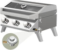 BESTFIRE Portable Propane Grill, 3-Burner Tabletop Gas Grill with 2-in-1 Connection for 1lb/20lb Tanks, 30,000 BTU Stainless Steel BBQ with Observation Window & Thermometer for Outdoor, Tailgating by GrillsOutdoorCooking