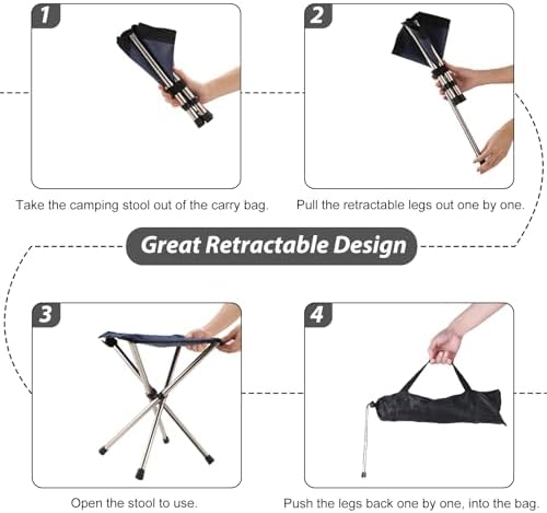 Lightweight Backpacking Stool, 13.8in Portable Folding Chair with Carry Bag - Image 6