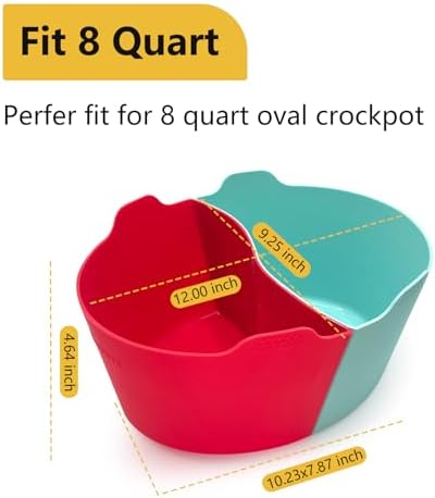 Magikichen Silicone Crock pot Liners,Slow Cooker Liners,8 Quart Oval Reusable Crock pot Divider Insert,BPA-Free, Dishwasher Safe - Image 2