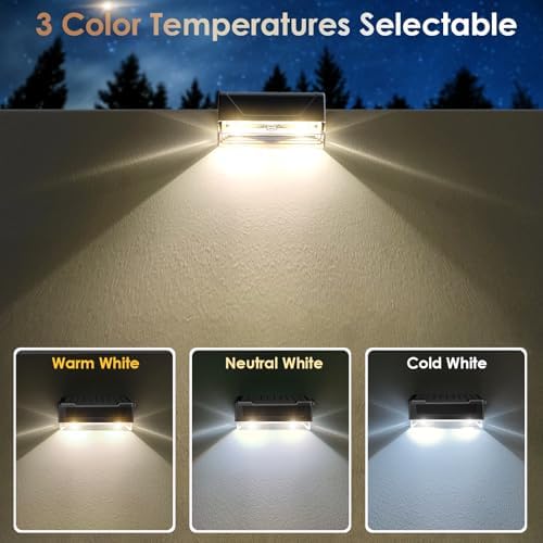 Solar Fence Lights Outdoor，3000/4000/6000K 3 Mode Fence Light Solar Powered - Image 3