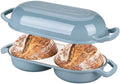 VORRINGARD Enameled Cast Iron Double Dutch Oven with Lid, Dual Round Loaf Pan, Bread pan for Homemade Sourdough Bread Baking, Sea salt by Unknown