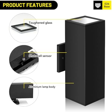 2-Pack Exterior Wall Light Fixtures, Up Down Outdoor Waterproof - Image 5