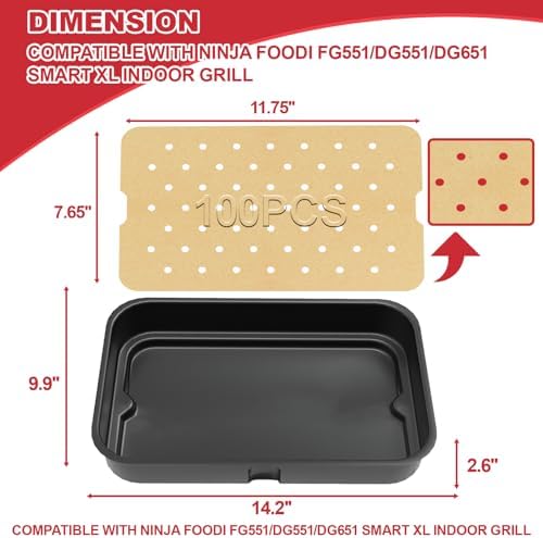 Grill Cooking Pot and Liners for Ninja Foodi FG551 DG551 DG651 Smart XL, Air Frying Griddle Pot with Disposable 100pcs Liners for Ninja Foodi Smart XL Accessories - Image 2