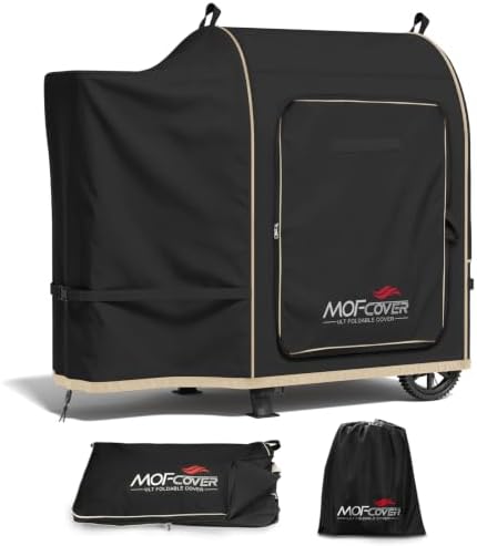 Foldable Grill Cover for Traeger 20 Series Wood Pellet, Waterproof 600D Heavy Duty Wood Pellet Smoker Cover, Fade＆Tear Resistant Pellet Grill Cover for Recteq 340 Grills Junior,Black by Unknown