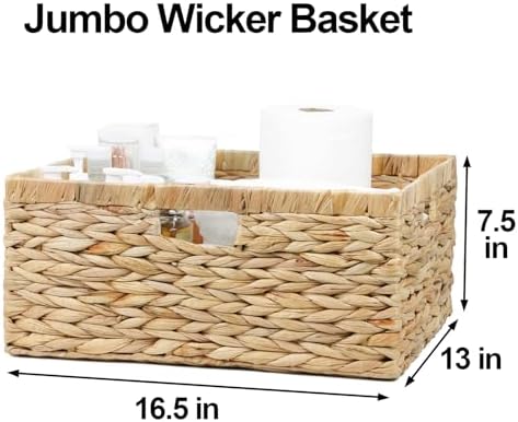 Jumbo Wicker Basket, Rectangular Wicker Basket for Storage, 16.5 x 13 x 7.5 - Image 2