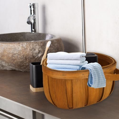 3 Pack Wicker Bread Baskets with Handle, Oval Hand Woven Picnic Basket Set for Storage, 3 Size Handle Wooden Fruit Basket for Storage Vegetable Gift Packing Woven Bin Kitchen Cabinet Organizer - Image 6