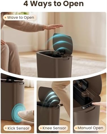 Cesun 5 Gallon Automatic Bathroom Trash Can with Lid, Brown, Touchless - Image 2